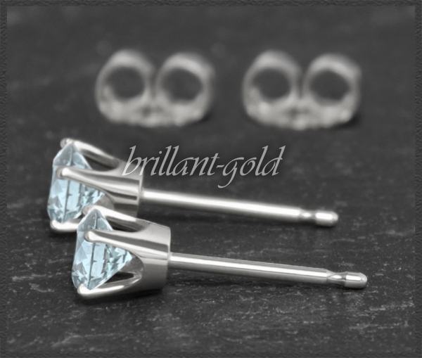 Ohrstecker 585 Gold Aquamarin hellblau 4,5,6,7mm